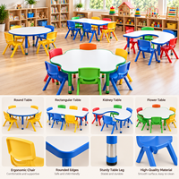 Ensemble table et chaises en plastique coloré pour la maternelle, la garderie, les tout-petits, les enfants, les activités créatives, l'apprentissage, les meubles
