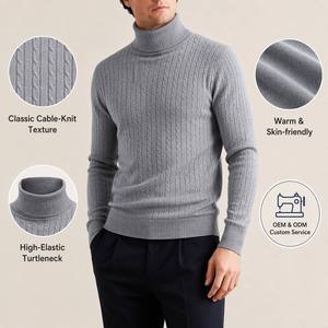 Maglione a Collo Alto Oversize da <span class=keywords><strong>Uomo</strong></span> FNJIA, Pullover a Maniche Lunghe per l'Inverno, Maglioni Personalizzabili - Product Image 3