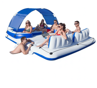 Chaises longues flottantes Ocean Lounge 12,8x9 pieds, lit flottant, ponton flottant, ponton gonflable pour bateau avec auvent