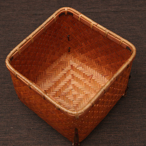 Handmade <b>Bamboo</b> Woven Square Storage <b>Basket</b> With Legs Tall Lacquered For Living Room Neatening And Miscellaneous Storage - Product Image 5