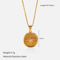 MW Vente en gros Nouveau INS Wind Collier en acier inoxydable Plaqué or 18 carats Pendentif étoile lune en zircon Bijoux de chaîne à maillons géométriques
