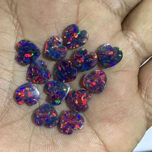 Ópalo Negro Sintético, Gema Natural en Forma de Corazón, Cabujón Suelto de 20 mm, Piedra Sintética Creada en Laboratorio, 8 mm de Altura, para Joyería - Product Image 1