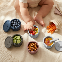 Contenedor Redondo de Silicona de Grado Alimenticio de 150 ml, Recipiente Hermético para Almacenar Alimentos, Juego de Recipientes de Silicona para Snacks de Bebé para Niños