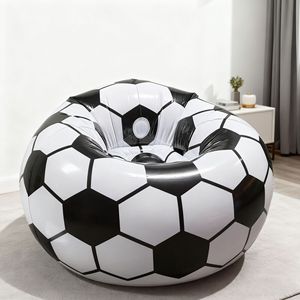 Inflatable Soccer <b>Sofa</b> 105x105x70cm Adult Indoor Outdoor <b>Bean</b> <b>Bag</b> Chair Black White Design - Product Image 3