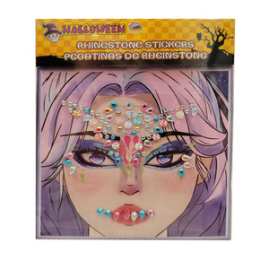 Autocollants de tatouage réalistes en strass pour le visage entier, décalcomanies temporaires, crâne, fantaisie, maquillage de fête cosplay, bijoux de visage scintillants - Product Image 5