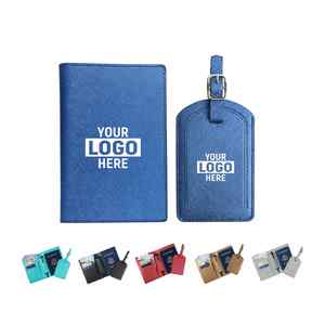 Juego de Clip para Pasaporte y Etiqueta de Identificación de Cuero PU con Logotipo Personalizado, Funda Protectora de Cuero PU con Diseño de Avión para Viajes - Product Image 2