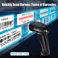 Lecteur de codes-barres laser 1D YHDAA, prise en charge OEM et ODM, transmission sans fil longue distance, scanner de codes-barres portable