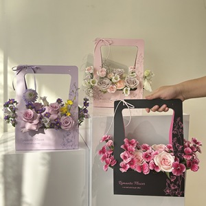 Sac à main en <span class=keywords><strong>plastique</strong></span> pour Noël/Saint-Valentin/Thanksgiving Day Panier en <span class=keywords><strong>papier</strong></span> de fleurs fraîches de poche étanche Panier de rangement transfrontalier - Product Image 1