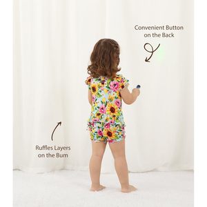 Combinaison personnalisée pour bébé fille, imprimé floral, volants, sans manches, coton, fibre de bambou, 3-24 mois - Product Image 4