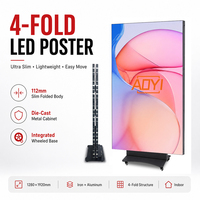Pantalla LED Portátil Plegable de 1280X1920mm, 4 Paneles, P1.53 P1.86 P2, Píxeles Finos, Pantalla Publicitaria con Sistema de Control Inteligente