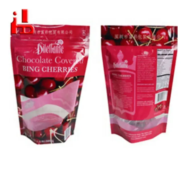 Custom Design Printing Logo Zipper Top Stand Up Bag Doypack Cherry Dried Fruit Snacks Food Retort Pouch