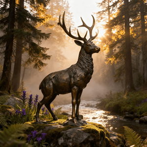 تمثال غزال برونزي بحجم طبيعي مخصص للديكور الخارجي، منحوتة كلب صيد الغزلان للحدائق، تصميم عصري من ماركة JZ - Product Image 1