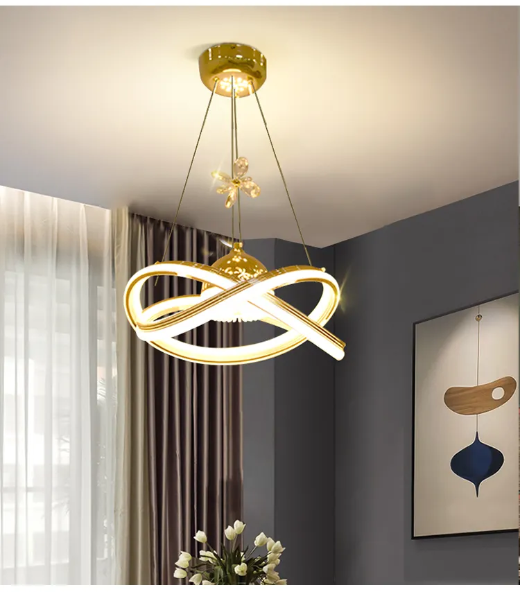 Dekorasi Desain Modern Lampu Gantung Bulat LED Ruang Tamu Lingkaran Liontin Pencahayaan untuk Rumah Dalam Ruangan