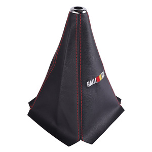 RALLART Gear <b>Shift</b> <b>Knob</b> Dust Cover Pu Leather Red Stitching Mitsubishi Manual Transmission Fit - Product Image 5