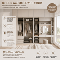 Armoire moderne en bois autoportante avec miroir pleine longueur et tiroirs pour hôtel, appartement, chambre – Multifonctionnelle, gain de place