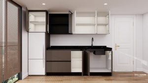 Ensemble <span class=keywords><strong>de</strong></span> meubles d'armoires <span class=keywords><strong>de</strong></span> cuisine modulaires écologiques au design moderne personnalisé avec cave à vin-ensemble complet à prix d'usine - Product Image 2