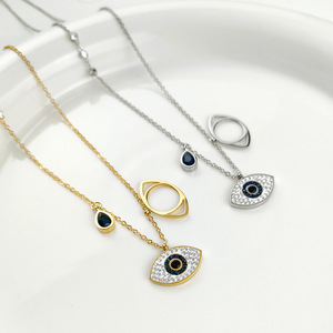 Collier ras du cou en acier inoxydable avec pendentif œil <span class=keywords><strong>maléfique</strong></span> pour femme, vente en gros, <span class=keywords><strong>2022</strong></span> - Product Image 1
