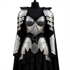 Ensemble d'armure de guerrier fantastique en acier inoxydable plaqué argent, thème mode, artisanat métallique soudé, forme irrégulière - Product Image 1