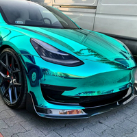 Autocollant de voiture en PET super brillant chromé vert miroir, autocollant auto-adhésif réfléchissant, film d'emballage de voiture en rouleau complet