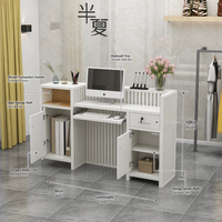 Comptoir de réception personnalisé, luxe moderne, carré, avec éclairage LED, armoire de rangement, salon, spa, bureau commercial, MDF