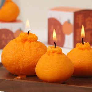 Ventes en gros de bougies parfumées en cire de soja modernes, artisanales, en forme de fruits artificiels, cadeaux de Noël avec couleur orange - Product Image 4