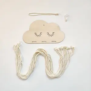 INS Fashion DIY Kids Room Wall Hanging Decor Wooden Hair Bow Holder With Cotton Rope For Girls Clips Storage Organizer