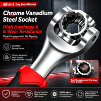 Clé à os de chien 48-en-1 de précision, rotative à 360 degrés, outil à douille cannelée multi-angle, double extrémité, chromée, OEM