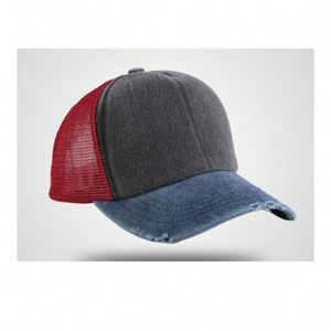 Gorra Trucker de Verano Nueva de Algodón Teñido con Malla Frontal y Visera Deshilachada, Sombrero Casual para Exteriores con Logotipo Bordado Personalizado - Product Image 1