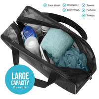 Sac de Douche en Maille Noir Portable pour Rangement d'Accessoires