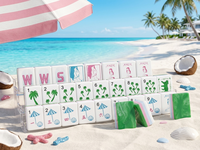 Tuiles de Mahjong en Acrylique Personnalisables Modernes et Luxueuses, Motif Côte Corallienne, Perles d'Eau, Écologiques, Durables, Portables pour 4 Joueurs, Idéales pour les Vacances