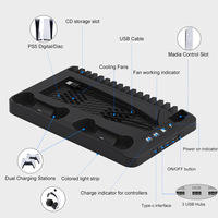 RGB-Kühl ständer mit Dual-Controller-Ladestation Kopfhörer haken Game Storage Rack-Kühl station für PS5-Konsolenhalter