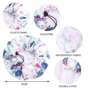 SYH777 Personnalisé Designer Double Couches Étanches Élastique Réutilisable Bonnets de <span class=keywords><strong>Bain</strong></span> pour Dames Femmes Spa Cyclisme Sports Parties - Product Image 5