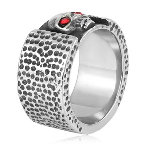yunnique Men's <b>Titanium</b> Steel Skull <b>Ring</b> Red Eyes Polka Dot Design Fashion Jewelry Gift - Product Image 3
