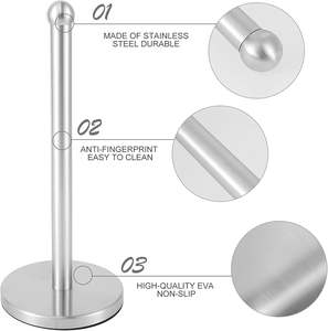 Classic Countertop Kitchen Tissue Holder Simple Design Stainless Steel Paper Towel Holder - Product Image 2