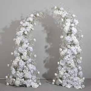 SN-LF057 화이트 꽃 장미 나비 난초 뿔 모양 디자인 인공 장식 배열 웨딩 배경 꽃 아치