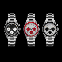 Jam Tangan Multifungsi Kustom yang Dimodifikasi dari Baja Tahan Karat 316L dengan Timer Mekanis dan Gerakan VK63A Jepang serta Bezel Digital.
