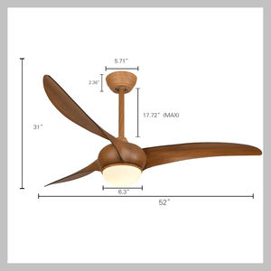 Ventilateur de plafond avec éclairage suspendu, couleur grain de bois, idéal pour l'été - Product Image 6