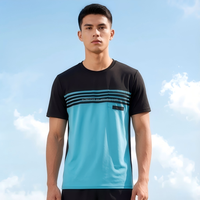 T-shirt pour homme à blocs de couleur, séchage rapide, 100% polyester, respirant, manches courtes, pour le sport en plein air, la course à pied, la remise en forme, l'entraînement, personnalisable