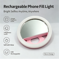 Anneau lumineux portable personnalisé avec trépied, support de téléphone LED rechargeable à clipser pour appareil photo et diffusion en direct