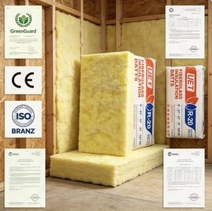 Rouleau de laine de verre ignifuge UET R15, épaisseur 3,5 pouces, pré-coupé, pour l'isolation des bâtiments à ossature bois - Product Image 1