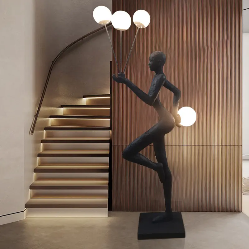 Creatieve Kunstontwerper Menselijke Sculpturen Led Vloerlampen Slaapkamer Woonkamer Persoonlijkheidsstudie Vloerlamp