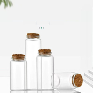 Bouteille longue en verre transparente avec bouchons en liège en bois, idéale pour bonbons, grains de café, assaisonnements et stockage alimentaire - Product Image 5