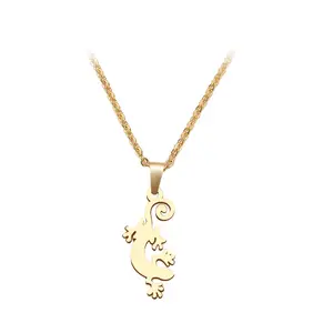 Top Selling Wholesale Stock Stainless Steel Necklace For Women Man Lucky Gecko Pendant Choker Necklace Engagement Jewelry