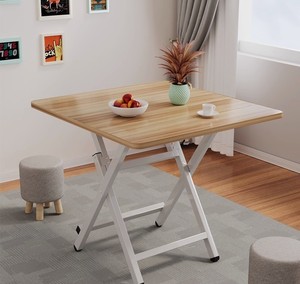 Tavolo da Pranzo Pieghevole Quadrato Semplice e Portatile Runwood, Arredamento Moderno in Acciaio Inox e <span class=keywords><strong>Legno</strong></span> per Casa e Ufficio - Product Image 4