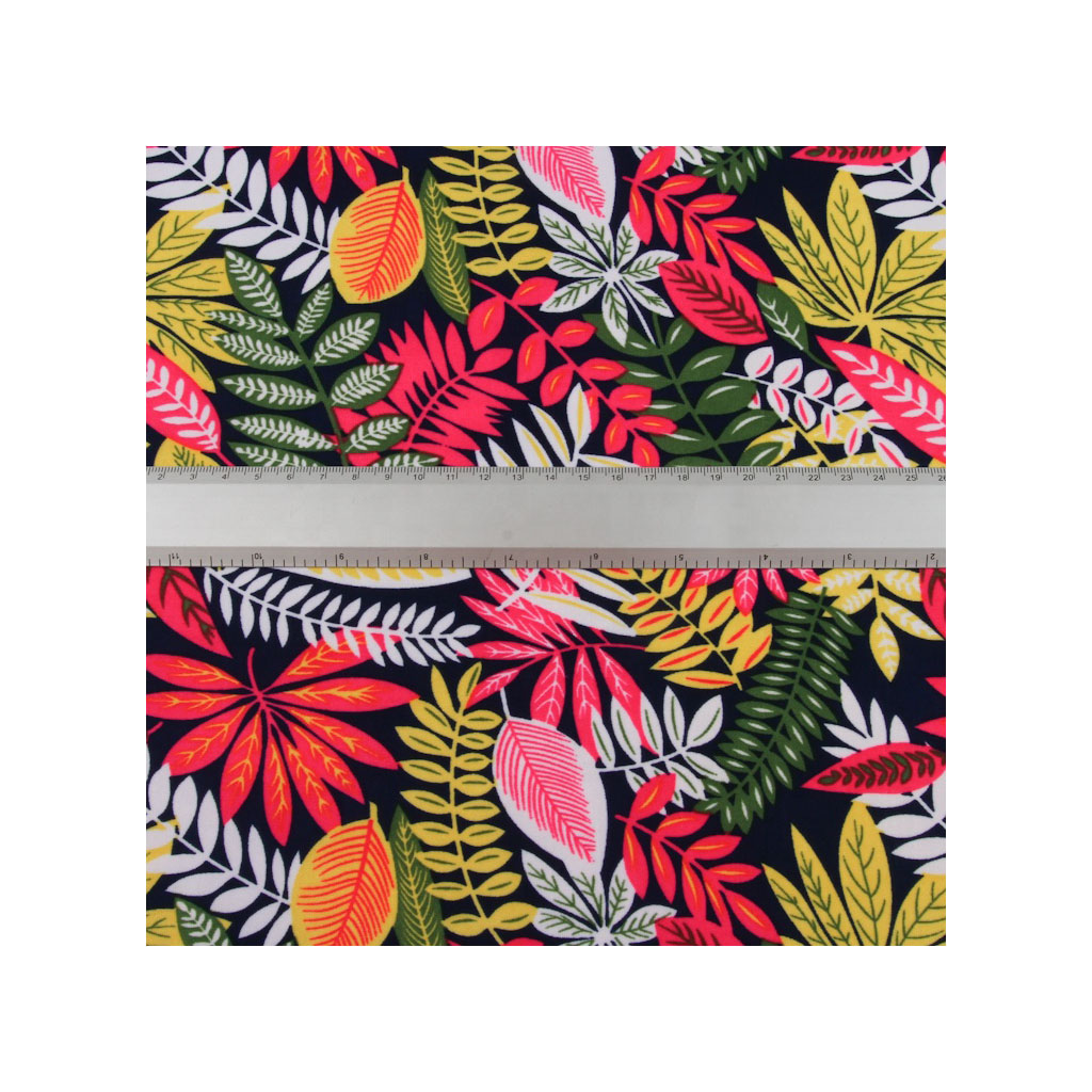 Customized fashion 4 way stretch design your own fdy tropical print fabric