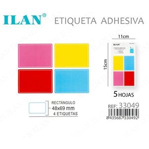 Etichetta Adesiva Ilan 48x69 mm Rettangolare, 4 Etichette per Foglio, 5 Fogli - Product Image 1