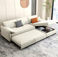 Sofá Cama Extensible de Doble Uso en Oferta, Diseño en Forma de L, Sofá Multifuncional Convertible en Cama, Sofá Moderno de 2, 3 y 4 Plazas con Espacio de Almacenamiento y Función Reclinable