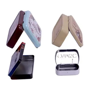 Individuelle kleine rechteckige mini-zinnbox mit scharnier für süßigkeiten ment kauegummi metall stauraum kosmetik-zinnbox behälter mit scharnierdeckel