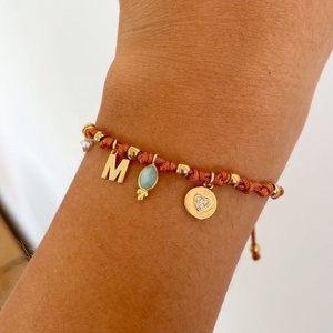 Bracelets d'amitié chrétiens d'été délicats avec breloque lettre en zircon, faits à la main, tissés et perlés, vente en gros, unisexe - Product Image 5