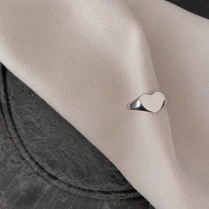 S925 Sterling Silver Heart Shaped <b>Open</b> <b>Ring</b> For Women Pinky Index Finger Elegant Everyday Wear Jewelry - Product Image 3